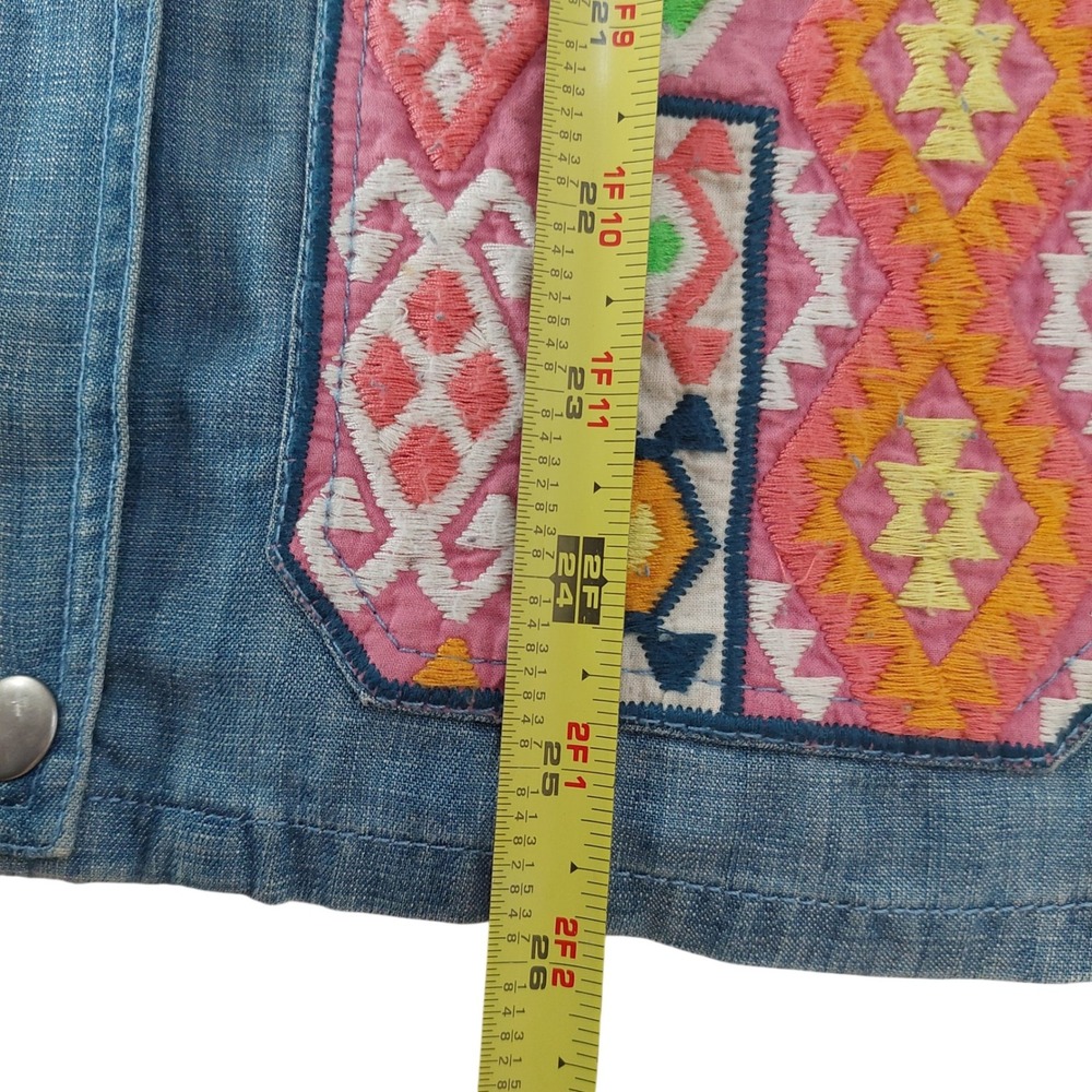 Double D Ranch Tencel Linen Southwestern Aztec Embroidered Jacket Size Medium - Picture 8 of 9